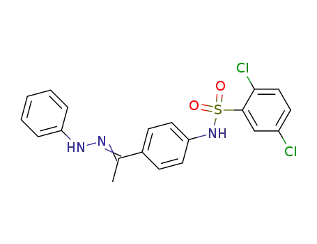 Molecular Structure of 88522-43-4 (Benzenesulfonamide,
2,5-dichloro-N-[4-[1-(phenylhydrazono)ethyl]phenyl]-)