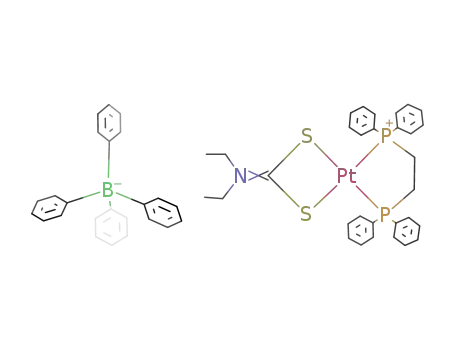 Molecular Structure of 119480-17-0 ({(η2-dpe)Pt(η2-S2CN(C2H5)2)}{BPh4})