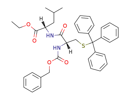 Molecular Structure of 17342-88-0 ((S)-2-((R)-2-Benzyloxycarbonylamino-3-tritylsulfanyl-propionylamino)-4-methyl-pentanoic acid ethyl ester)