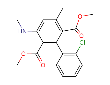 Molecular Structure of 109329-69-3 (2-(2-Chloro-phenyl)-4-methyl-6-methylamino-cyclohexa-3,5-diene-1,3-dicarboxylic acid dimethyl ester)