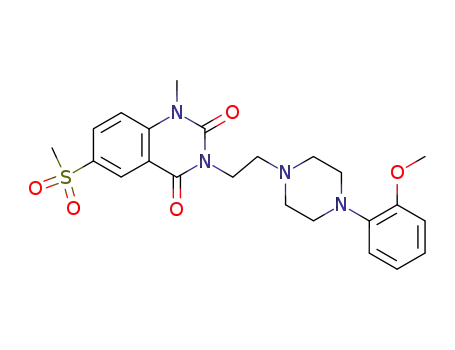 Molecular Structure of 131068-17-2 (3-<2-<4-(2-Methoxyphenyl)piperazin-1-yl>ethyl>-1-methyl-6-(methylsulfonyl)-1H,3H-quinazoline-2,4-dione)