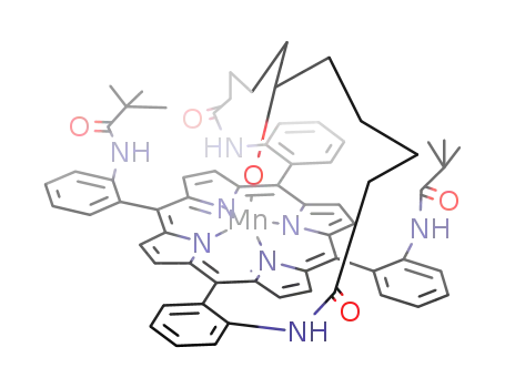 Molecular Structure of 121978-53-8 ({5α,15α-{2,2'-(6-hydroxyundecaenediamido)diphenyl}-10α,20α-{bis(o-pivalamidophenyl)}porphyrinato}manganese(III))