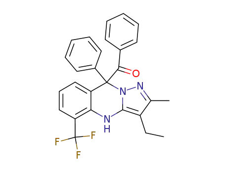 Molecular Structure of 89726-23-8 (Methanone,
[3-ethyl-4,9-dihydro-2-methyl-9-phenyl-5-(trifluoromethyl)pyrazolo[5,1-b]
quinazolin-9-yl]phenyl-)