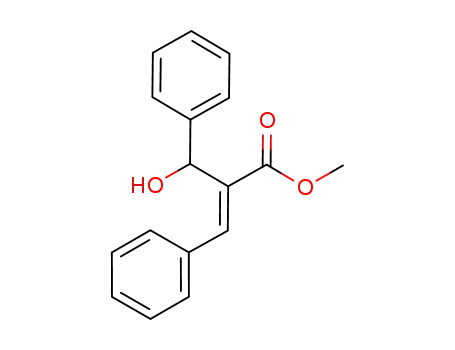 Molecular Structure of 62862-26-4 (Benzenepropanoic acid, b-hydroxy-a-(phenylmethylene)-, methyl ester,
(E)-)