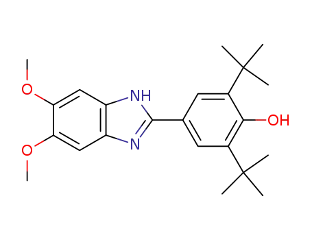Molecular Structure of 82051-41-0 (Phenol,
4-(5,6-dimethoxy-1H-benzimidazol-2-yl)-2,6-bis(1,1-dimethylethyl)-)
