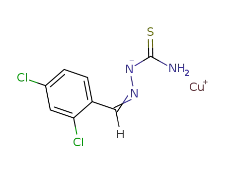 Molecular Structure of 128391-18-4 (Cu<sup>(1+)</sup>*C<sub>8</sub>H<sub>6</sub>Cl<sub>2</sub>N<sub>3</sub>S<sup>(1-)</sup>={Cu(C<sub>6</sub>H<sub>3</sub>Cl<sub>2</sub>CHNNCSNH<sub>2</sub>)})