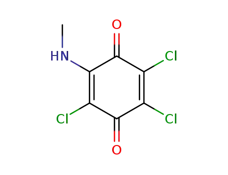Molecular Structure of 32500-13-3 (2,5-Cyclohexadiene-1,4-dione, 2,3,5-trichloro-6-(methylamino)-)