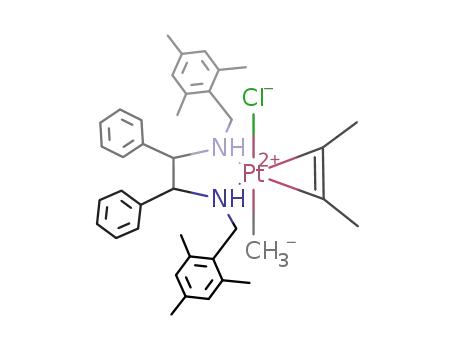 Molecular Structure of 162525-50-0 (PtClMe(1,2-diphenyl-N,N'-bis[(2,4,6-trimethylphenyl)methyl]-1,2-diaminoethane)(η(2)-E-2-butene))