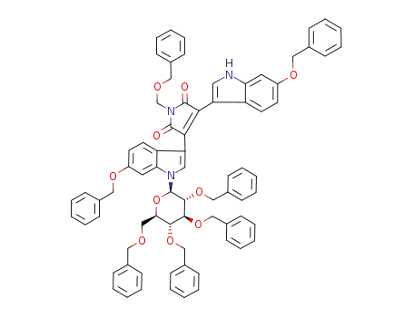 Molecular Structure of 220873-42-7 (3-(6-Benzyloxy-1H-indol-3-yl)-1-benzyloxymethyl-4-[6-benzyloxy-1-((2R,3R,4S,5R,6R)-3,4,5-tris-benzyloxy-6-benzyloxymethyl-tetrahydro-pyran-2-yl)-1H-indol-3-yl]-pyrrole-2,5-dione)