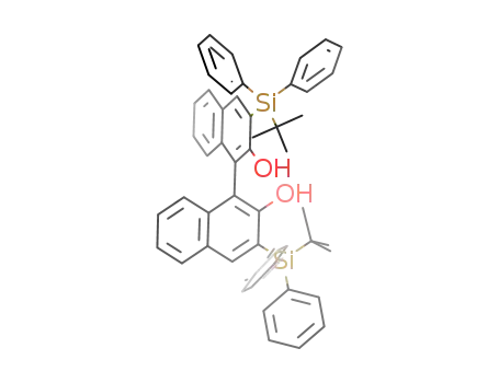 Molecular Structure of 119725-10-9 ([1,1'-Binaphthalene]-2,2'-diol, 3,3'-bis[(1,1-dimethylethyl)diphenylsilyl]-,(1R)-)