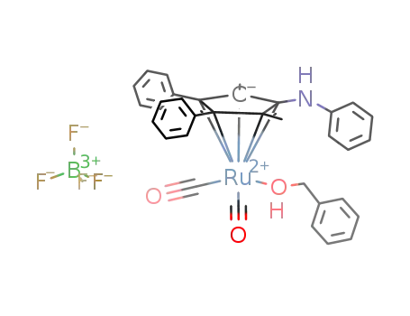 [[2,5-Me2-3,4-Ph2(η5-C4CNHPh)]Ru(CO)2(OHCH2Ph)]BF4