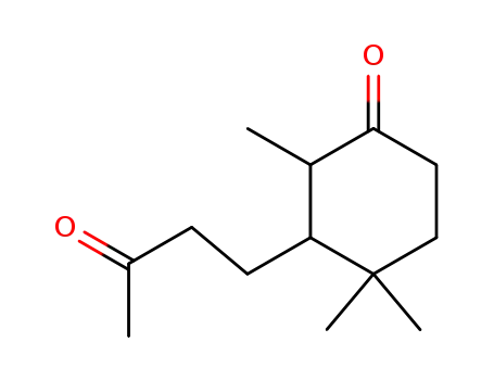Molecular Structure of 74233-40-2 (2,4,4-trimethyl-3-(3-oxo-butyl)-cyclohexanone)