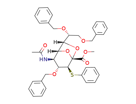 (1R,2S,3R,4S,5R,7R)-2-Acetylamino-3-benzyloxy-7-((R)-1,2-bis-benzyloxy-ethyl)-4-phenylsulfanyl-6,8-dioxa-bicyclo[3.2.1]octane-5-carboxylic acid methyl ester
