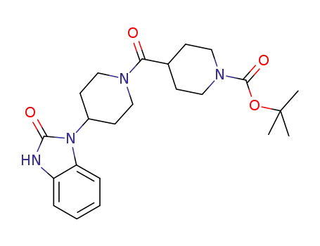 Molecular Structure of 633312-56-8 (1-Piperidinecarboxylic acid,
4-[[4-(2,3-dihydro-2-oxo-1H-benzimidazol-1-yl)-1-piperidinyl]carbonyl]-,
1,1-dimethylethyl ester)