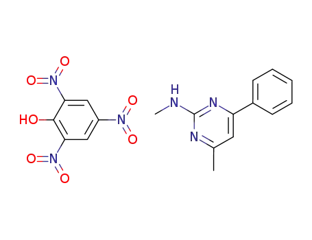 Molecular Structure of 89242-68-2 (2-Pyrimidinamine, N,4-dimethyl-6-phenyl-, compd. with
2,4,6-trinitrophenol (1:1))
