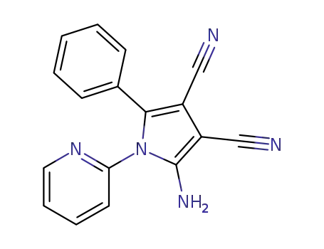 Molecular Structure of 88745-13-5 (1H-Pyrrole-3,4-dicarbonitrile, 2-amino-5-phenyl-1-(2-pyridinyl)-)