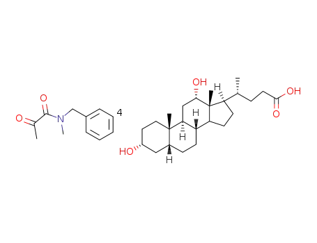 Molecular Structure of 113397-44-7 ((R)-4-((3R,5R,8R,9S,10S,12S,13R,17R)-3,12-Dihydroxy-10,13-dimethyl-hexadecahydro-cyclopenta[a]phenanthren-17-yl)-pentanoic acid; compound with N-benzyl-N-methyl-2-oxo-propionamide)