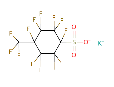 Molecular Structure of 374-62-9 (Cyclohexanesulfonic acid,
1,2,2,3,3,4,5,5,6,6-decafluoro-4-(trifluoromethyl)-, potassium salt)