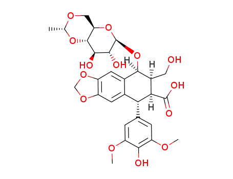 (5R,6S,7R,8S)-8-((2R,4aR,6R,7R,8R,8aS)-7,8-Dihydroxy-2-methyl-hexahydro-pyrano[3,2-d][1,3]dioxin-6-yloxy)-5-(4-hydroxy-3,5-dimethoxy-phenyl)-7-hydroxymethyl-5,6,7,8-tetrahydro-naphtho[2,3-d][1,3]dioxole-6-carboxylic acid