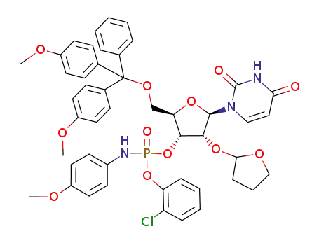 (4-Methoxy-phenyl)-phosphoramidic acid (2R,3R,4R,5R)-2-[bis-(4-methoxy-phenyl)-phenyl-methoxymethyl]-5-(2,4-dioxo-3,4-dihydro-2H-pyrimidin-1-yl)-4-(tetrahydro-furan-2-yloxy)-tetrahydro-furan-3-yl ester 2-chloro-phenyl ester