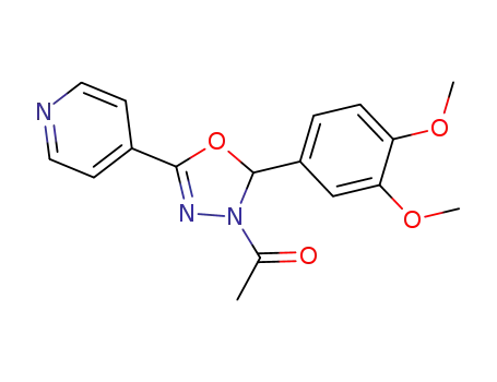 Molecular Structure of 1314013-42-7 (2-(3,4-dimethoxyphenyl)-3-acetyl-5-(pyridin-4-yl)-2,3-dihydro-1,3,4-oxadiazole)