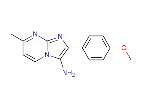 Molecular Structure of 89185-50-2 (Imidazo[1,2-a]pyrimidin-3-amine, 2-(4-methoxyphenyl)-7-methyl-)