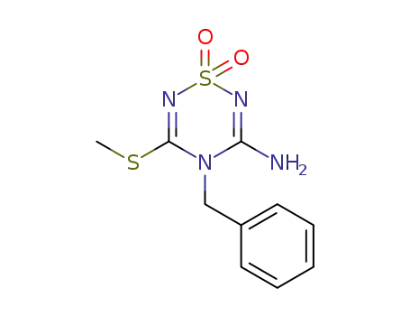 4-Benzyl-5-methylsulfanyl-1,1-dioxo-1,4-dihydro-1λ<sup>6</sup>-[1,2,4,6]thiatriazin-3-ylamine