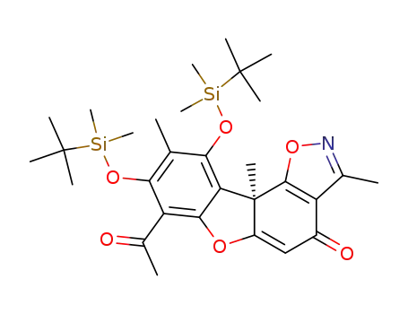 7-acetyl-8,10-bis<<(1,1-dimethylethyl)dimethylsilyl>oxy>-3,9,10b-trimethylbenzofuro<2,3-g>-1,2-benzisoxazol-4(10bH)-one