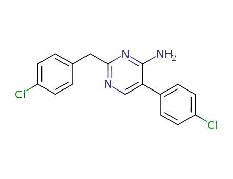 Molecular Structure of 139041-05-7 (4-Pyrimidinamine, 5-(4-chlorophenyl)-2-[(4-chlorophenyl)methyl]-)
