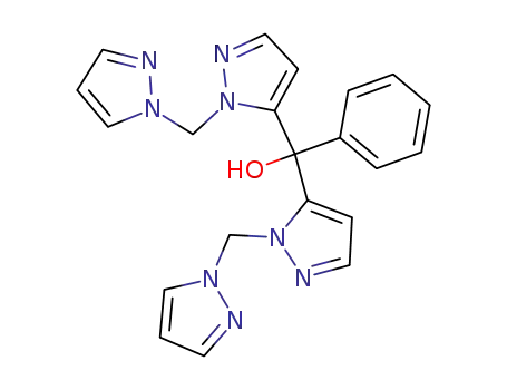 Molecular Structure of 89407-14-7 (1H-Pyrazole-5-methanol,
a-phenyl-1-(1H-pyrazol-1-ylmethyl)-a-[1-(1H-pyrazol-1-ylmethyl)-1H-pyr
azol-5-yl]-)