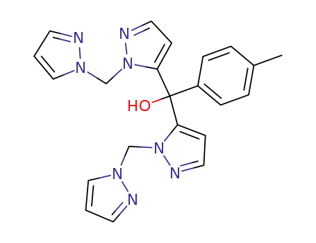 Molecular Structure of 89407-13-6 (1H-Pyrazole-5-methanol,
a-(4-methylphenyl)-1-(1H-pyrazol-1-ylmethyl)-a-[1-(1H-pyrazol-1-ylmeth
yl)-1H-pyrazol-5-yl]-)