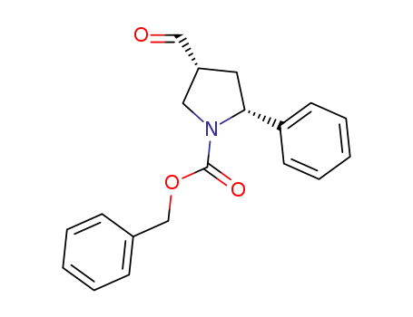 Molecular Structure of 1385877-81-5 (benzyl (2R,4R)-4-formyl-2-phenylpyrrolidine-1-carboxylate)