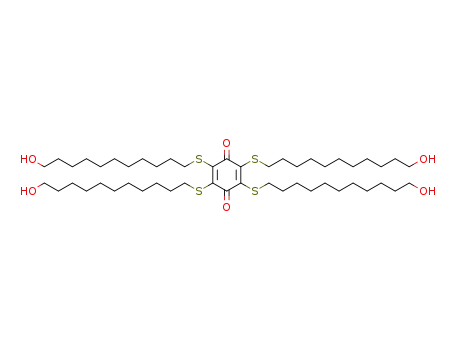 Molecular Structure of 1393725-46-6 (2,3,5,6-tetrakis((11-undecanol)sulphanyl)-1,4-benzoquinone)