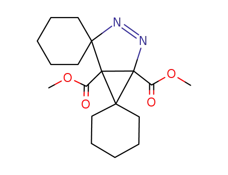 Molecular Structure of 82942-48-1 (3a,4a-Dihydrodispiro<cyclohexan-1,3'-cyclopropa<c>pyrazol-4',1''-cyclohexan>-3a,4a-dicarbonsaeure-dimethylester)