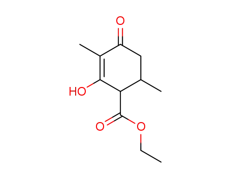Molecular Structure of 53103-62-1 (2-Cyclohexene-1-carboxylic acid, 2-hydroxy-3,6-dimethyl-4-oxo-, ethyl
ester)
