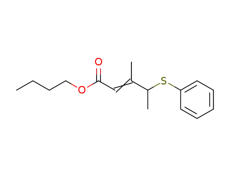 Molecular Structure of 65263-96-9 (2-Pentenoic acid, 3-methyl-4-(phenylthio)-, butyl ester)