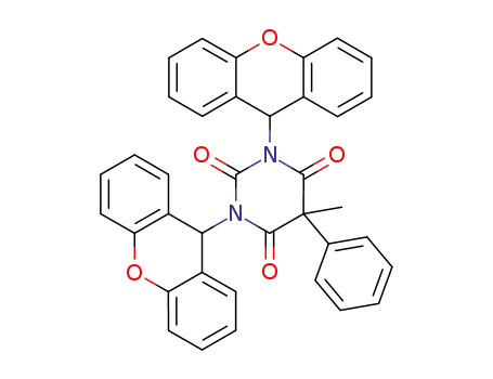 Molecular Structure of 17062-49-6 (5-methyl-5-phenyl-1,3-di-xanthen-9-yl-pyrimidine-2,4,6-trione)