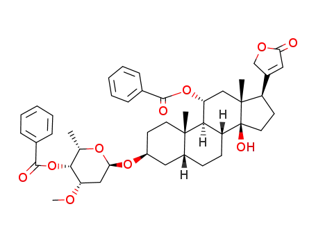 Molecular Structure of 121143-61-1 (3β-(<i>O</i><sup>4</sup>-benzoyl-<i>O</i><sup>3</sup>-methyl-α-L-<i>lyxo</i>-2,6-dideoxy-hexopyranosyloxy)-11α-benzoyloxy-14-hydroxy-5β,14β-card-20(22)-enolide)