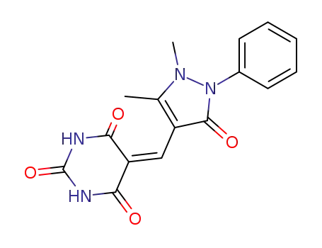 Molecular Structure of 4438-80-6 (2,4,6(1H,3H,5H)-Pyrimidinetrione,
5-[(2,3-dihydro-1,5-dimethyl-3-oxo-2-phenyl-1H-pyrazol-4-yl)methylene]-)