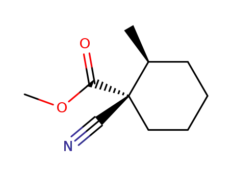 Molecular Structure of 61827-38-1 (Cyclohexanecarboxylic acid, 1-cyano-2-methyl-, methyl ester, cis-)