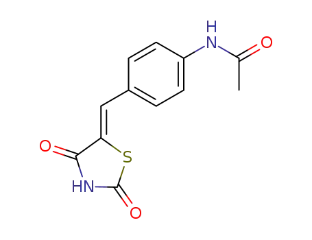 Molecular Structure of 104742-64-5 (Acetamide, N-[4-[(2,4-dioxo-5-thiazolidinylidene)methyl]phenyl]-)