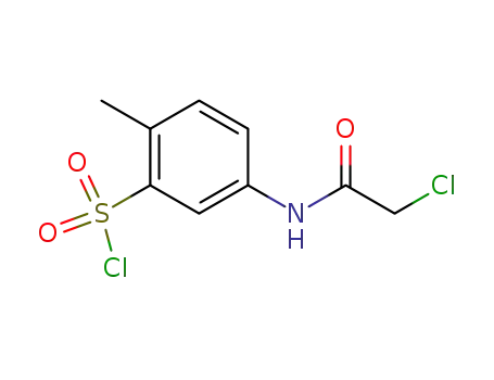 Molecular Structure of 858004-30-5 (4-(2-chloro-acetylamino)-toluene-2-sulfonyl chloride)