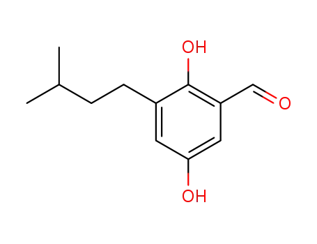 Molecular Structure of 858250-52-9 (2,5-dihydroxy-3-isopentyl-benzaldehyde)