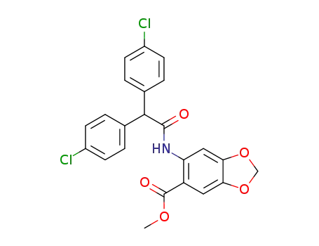 Molecular Structure of 102545-60-8 (6-[2,2-bis-(4-chloro-phenyl)-acetylamino]-benzo[1,3]dioxole-5-carboxylic acid methyl ester)