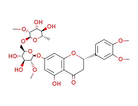 Molecular Structure of 28719-20-2 ((<i>S</i>)-2-(3,4-dimethoxy-phenyl)-5-hydroxy-7-[<i>O</i><sup>2</sup>-methyl-<i>O</i><sup>6</sup>-(<i>O</i><sup>2</sup>-methyl-α-L-rhamnopyranosyl)-β-D-glucopyranosyloxy]-chroman-4-one)