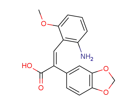 Molecular Structure of 110394-33-7 (3<i>t</i>-(2-amino-6-methoxy-phenyl)-2-benzo[1,3]dioxol-5-yl-acrylic acid)