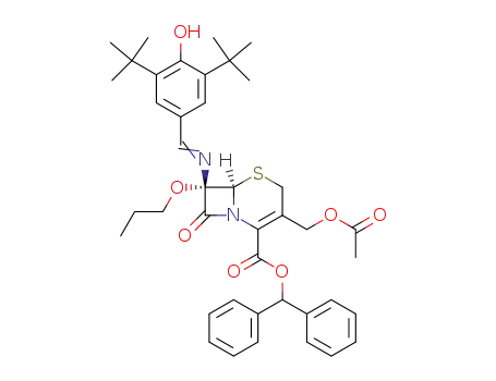 (6<i>R</i>)-3-acetoxymethyl-7<i>t</i>-(3,5-di-<i>tert</i>-butyl-4-hydroxy-benzylideneamino)-8-oxo-7<i>c</i>-propoxy-(6<i>r</i><i>H</i>)-5-thia-1-aza-bicyclo[4.2.0]oct-2-ene-2-carboxylic acid benzhydryl ester