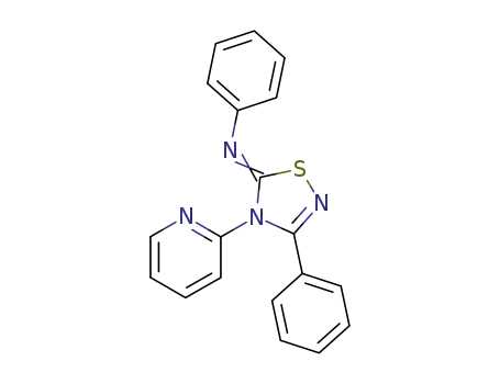 Molecular Structure of 33863-69-3 (phenyl-(3-phenyl-4-pyridin-2-yl-4<i>H</i>-[1,2,4]thiadiazol-5-ylidene)-amine)