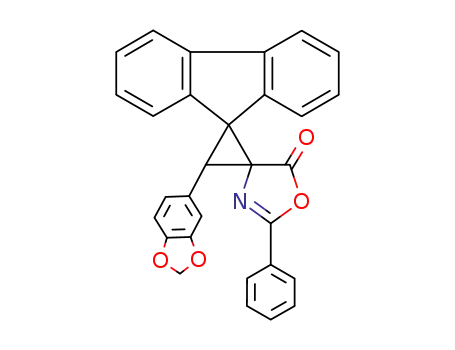 Molecular Structure of 4491-59-2 (3'-benzo[1,3]dioxol-5-yl-2''-phenyl-dispiro[fluorene-9,1'-cyclopropane-2',4''-oxazol]-5''-one)