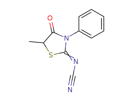 Molecular Structure of 60093-25-6 ((5-methyl-4-oxo-3-phenyl-thiazolidin-2-ylidene)-cyanamide)